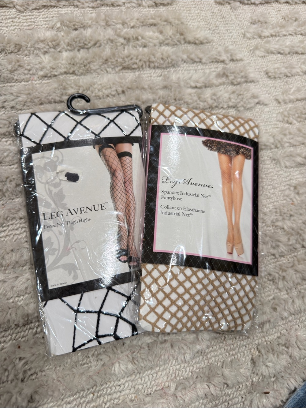 Leg Avenue Fishnet Thigh Highs & Pantyhose - Black & Nude/Tan